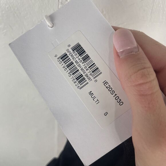 NWT Twiin Y2K Red Orange Black Inferno Mesh‎ Mini Skirt Lettuce Hem Size S - Picture 4 of 7